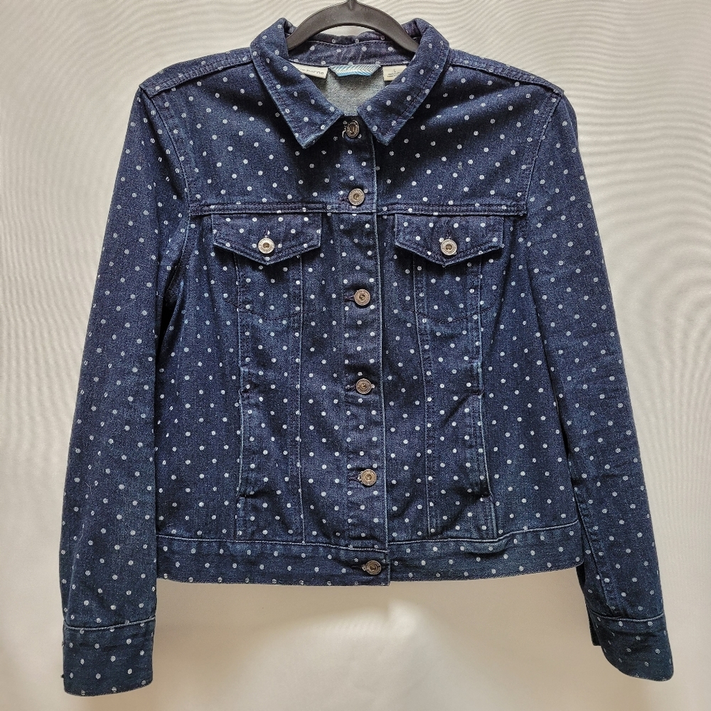 Liz Claiborne Women’s Polka Dot Denim Jacket The Clash Band Graphic size Large - Picture 2 of 6